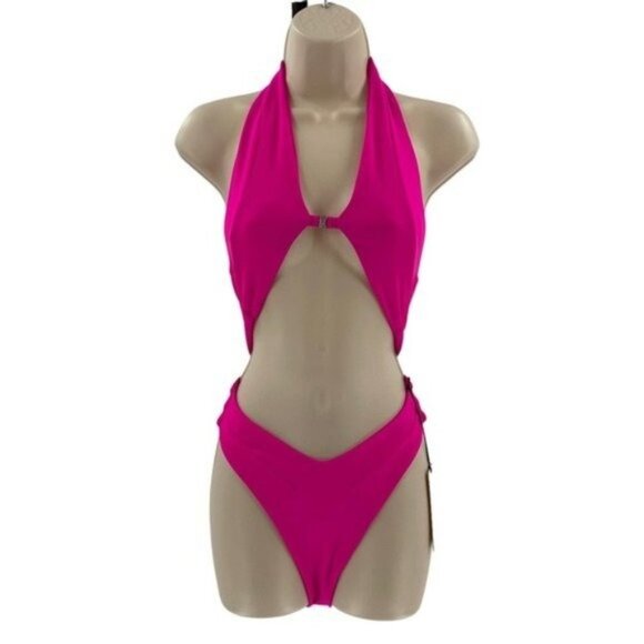 lovewave | NEW The Christensen One Piece Cut Out Swimsuit in Hot Pink Size XL - Picture 3 of 12